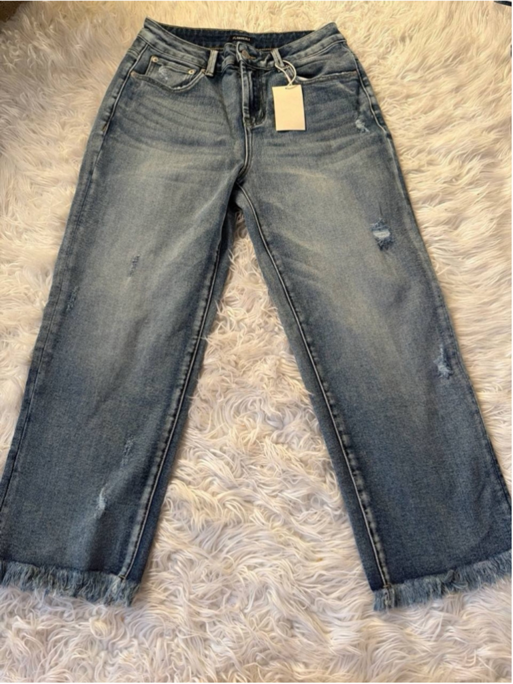 Flamingals Womens Mid Rise Straight Leg Cropped Jeans M